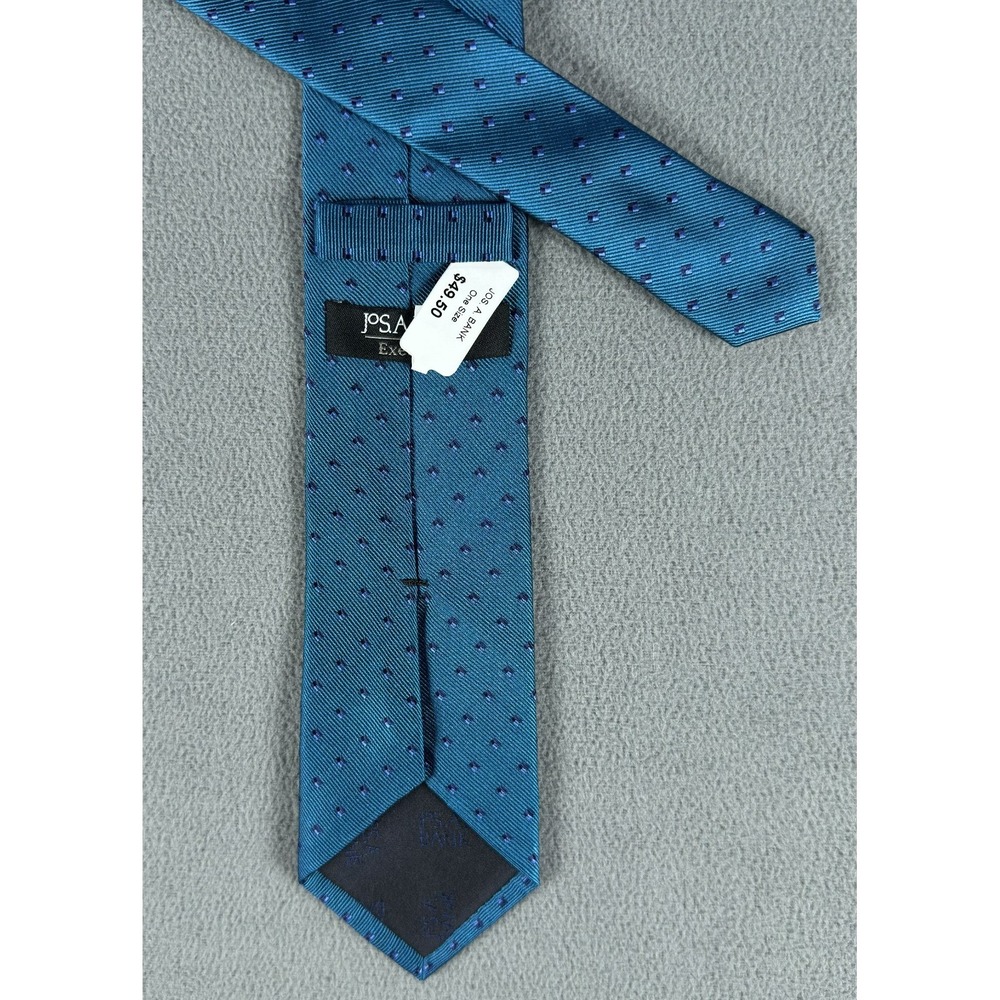 Jos A Bank Tie Blue Check‎ Executive Collection Woven Silk Business New